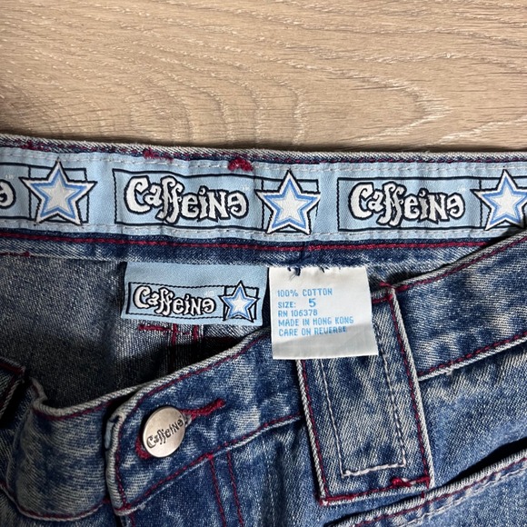 Vintage Caffeine Wide Leg Jeans Women Size 5 Blue Denim Flare Bottoms Y2K Style - Picture 5 of 8